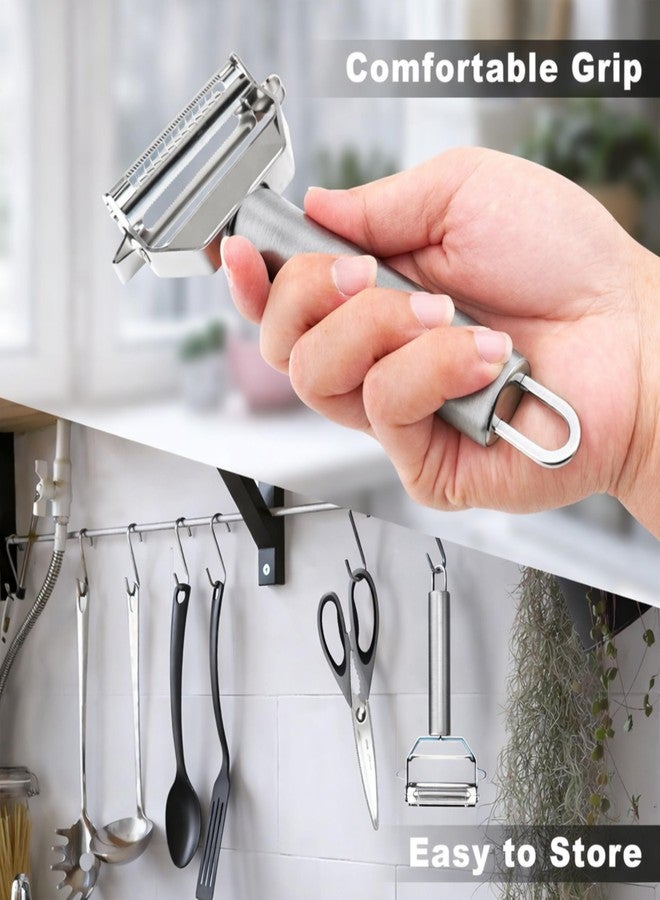 كلاود فالي مقشرة خضراوات 3 في 1 للفواكه والخضراوات، مقشرة مطبخ متعددة الأغراض من الفولاذ المقاوم للصدأ مع مبشرة جوليان، قطاعة شرائح، ومبشرة، قطاعة خضراوات يدوية فائقة الحدة ومقاومة للصدأ - كلاود فالي - Image 5